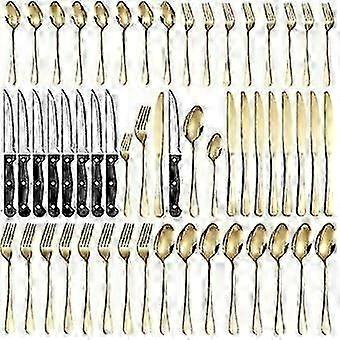 طقم أدوات فضية 48 قطعة مع سكاكين ستيك ل 8 ، طقم أدوات مائدة من الفولاذ المقاوم للصدأ لمطعم مطبخ منزلي ، فندق ، طقم أدوات مطبخ ، مرآة