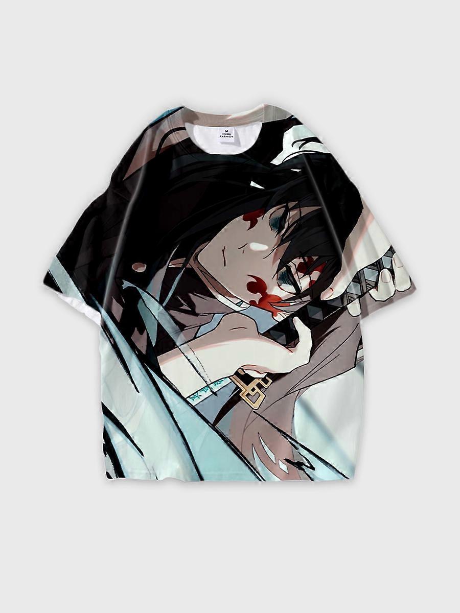 T-shirt round neck Character Pattern loose short sleeve P1665