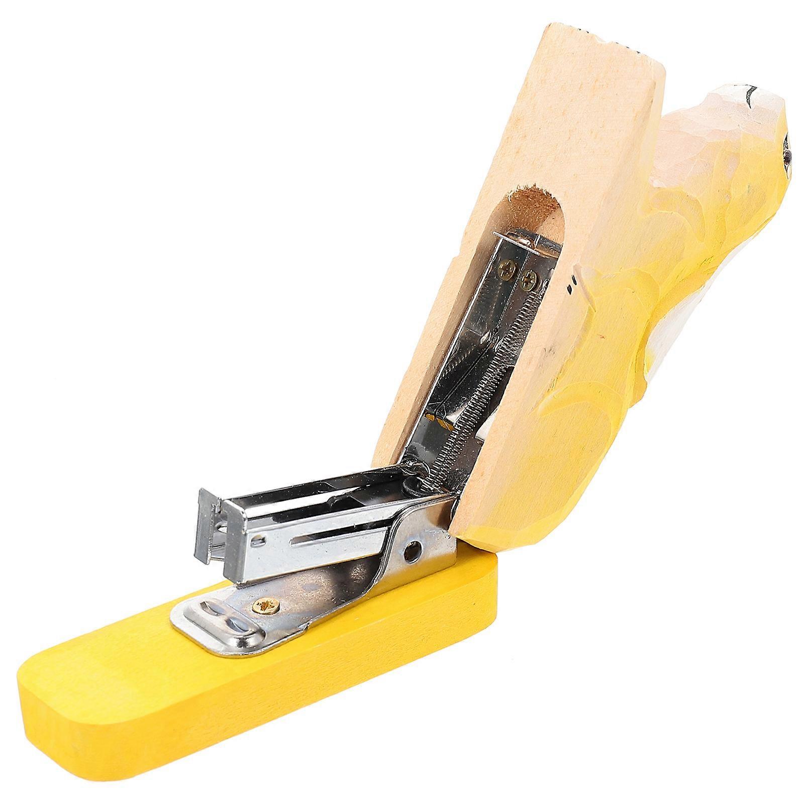 Wooden Rabbit Design Stapler For Home Office School Use In Yellow 1Set Stapling