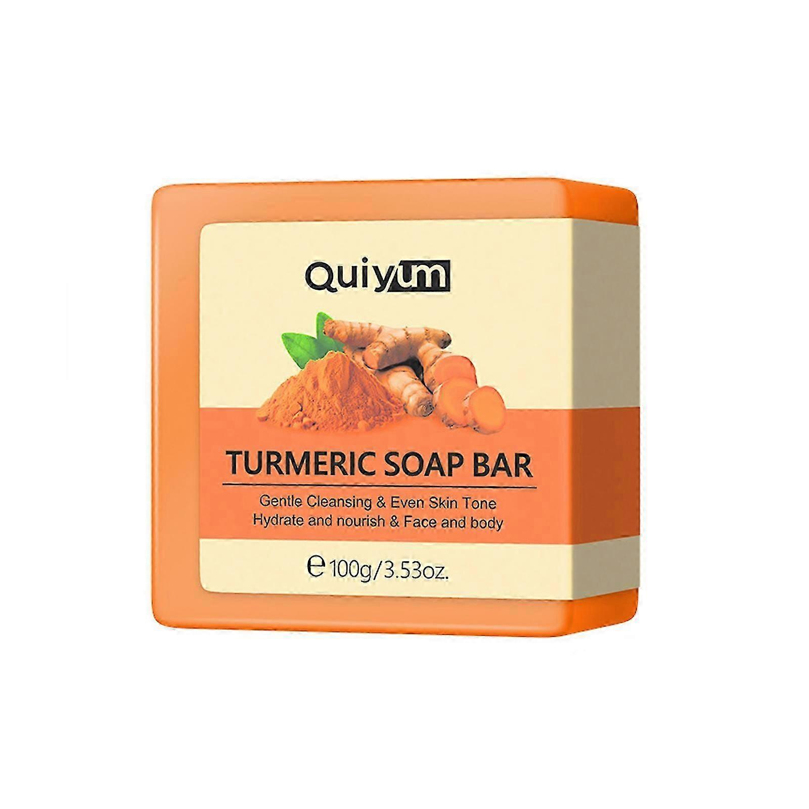 1-3x Turmeric Dark Spot Remover Soap Bars with Vitamin C, Retinol, Collagen, Natural Turmeric Handmade Soap with a Foam Net For All Skin Types