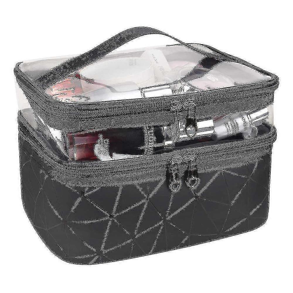 Double Layer Transparent Toiletry Bag & Cosmetic Organizer - Travel Makeup Bag with Large Capacity for Easy Storage