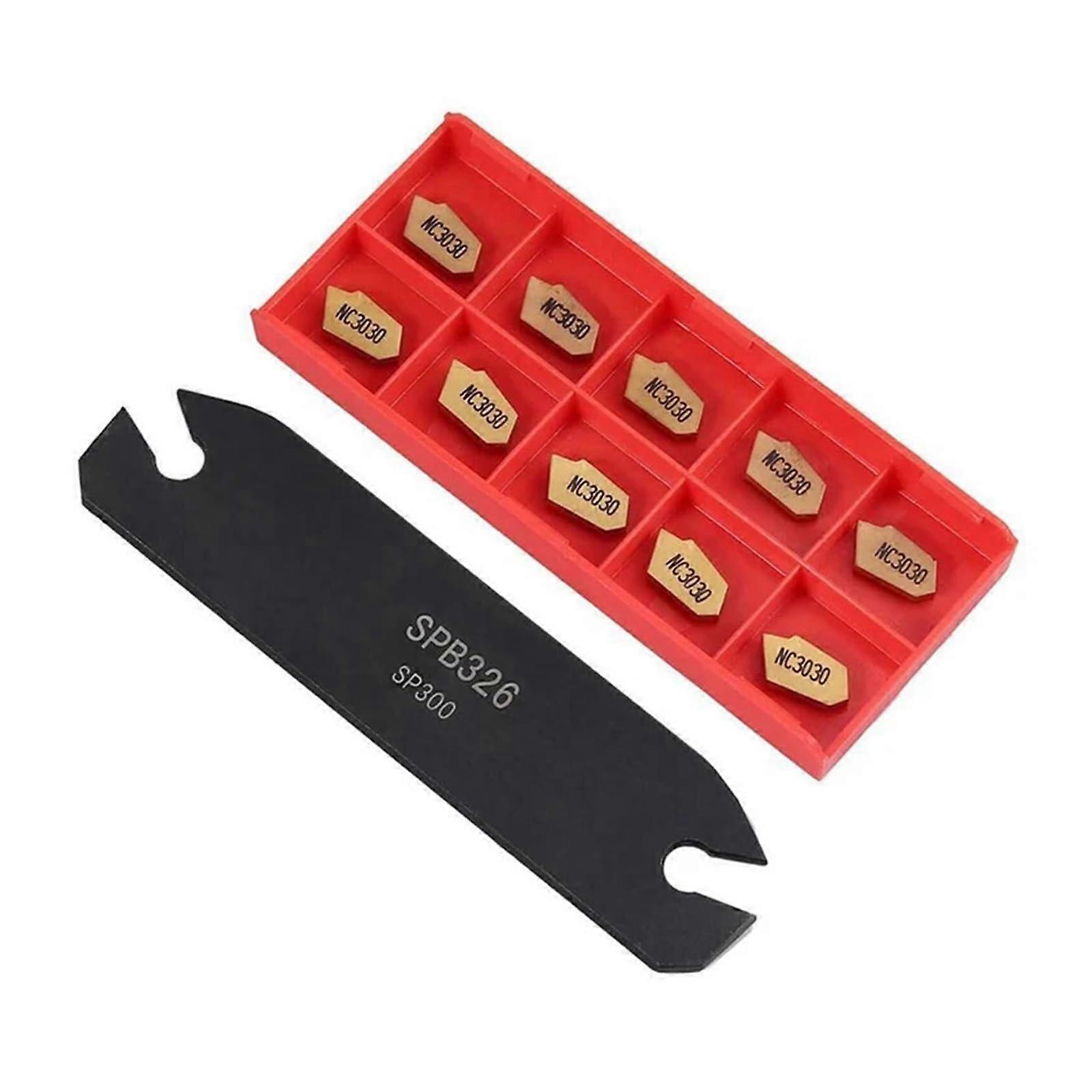 Set of turning tools SPB326 for metal lathes 10 pcs SP300 inserts, carbide cutting inserts for steel semifinished tools