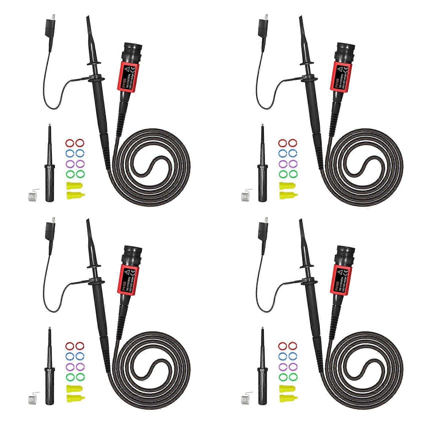 4X P4100 Oscilloscope Probe 100:1 Attenuation 2kV Voltage 100MHz BNC Connection Adjustable for Oscilloscope Use