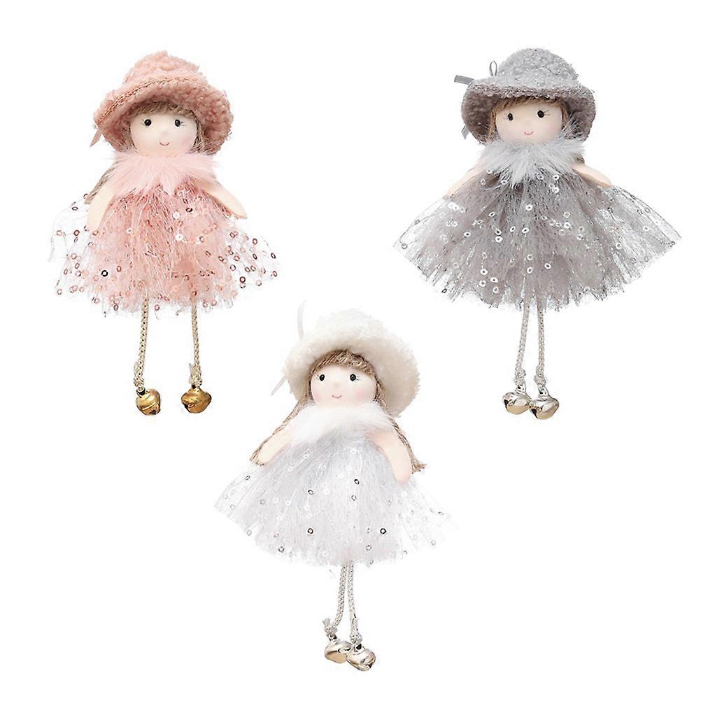 Christmas Decorations 3Pcs Cute Angel Doll Pendant Hanging For Party Adornment And Home Decor With Cloth Material