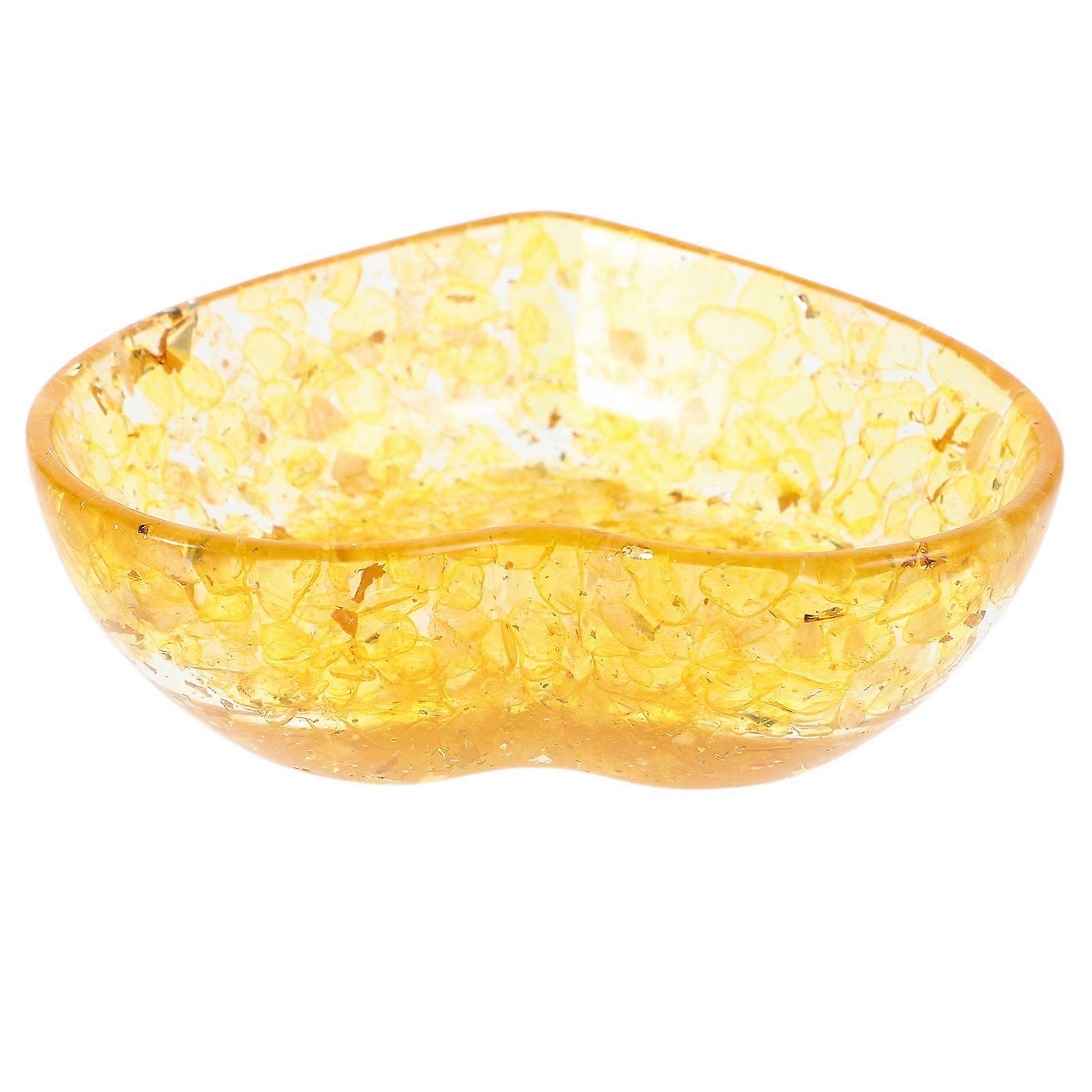 Resin and Crystal Candle Holder with Heart Shape Design for Home Decor Yellow Unique Texture Durability 3.5 Inches