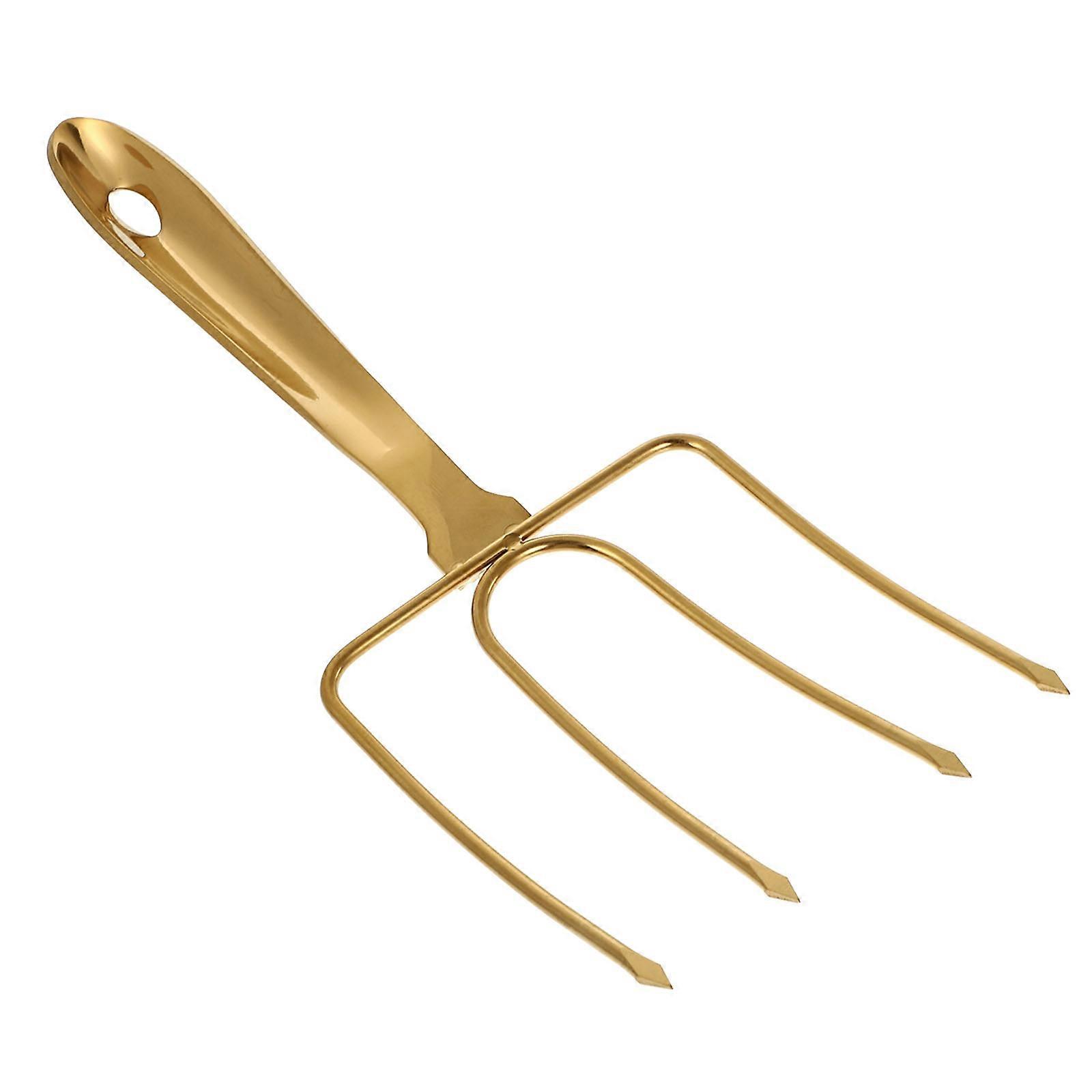 Stainless Steel Turkey Lifting Fork for Kitchen with Golden Color Great for Roasting and Grilling 1Pc