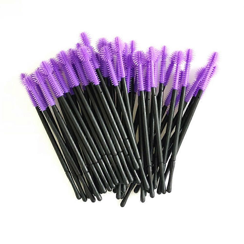 שרביטי ריסים 50 יחידות מברשת ריסים חד פעמית לסלון יופי מקצועי ושימוש אישי עם צבע סגול סיליקון נייד