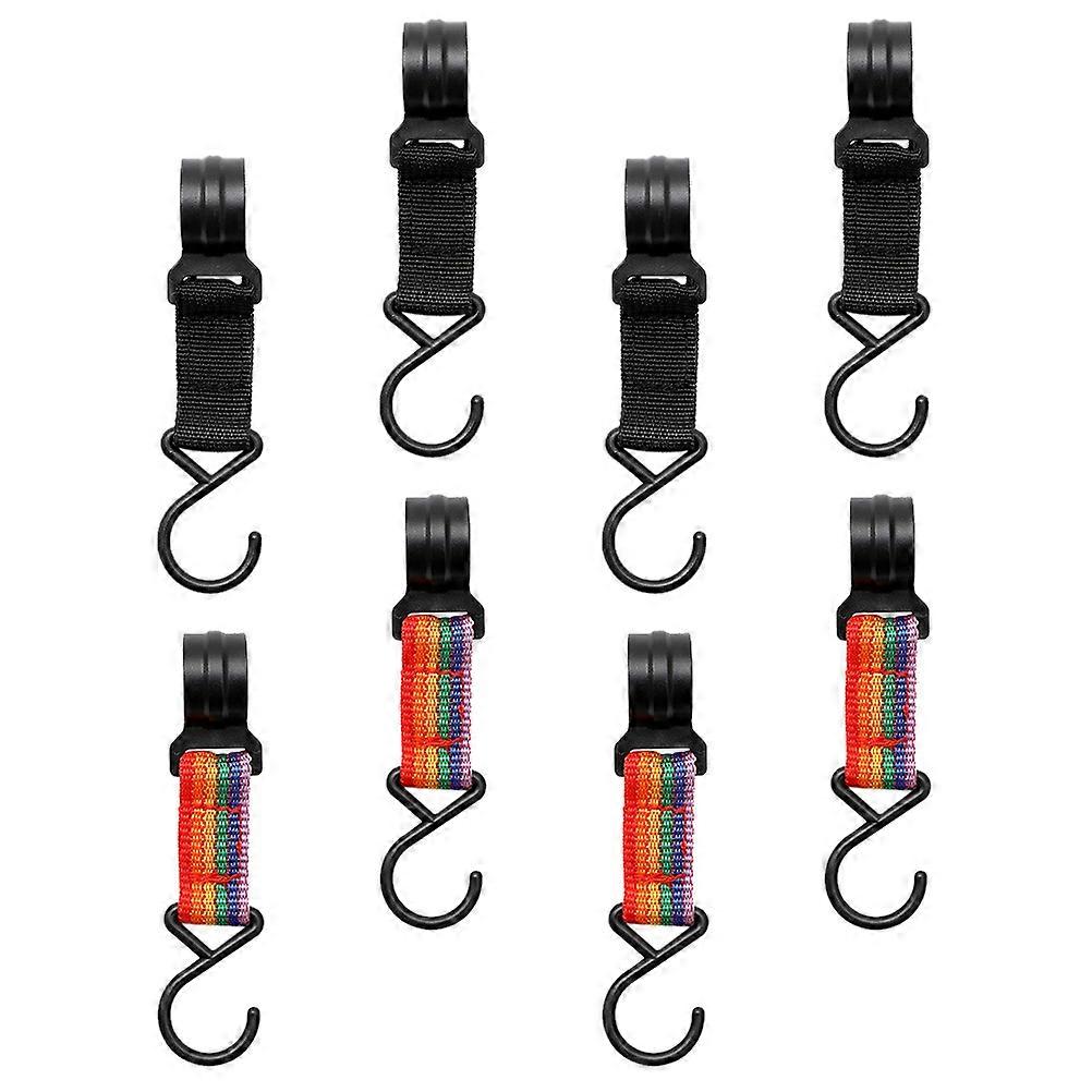 8Pcs Outdoor Camping Hooks Strap Storage Hooks For Travel Gear Hook Shape Design 3.54X0.47X0.47In Lightweight And Efficient