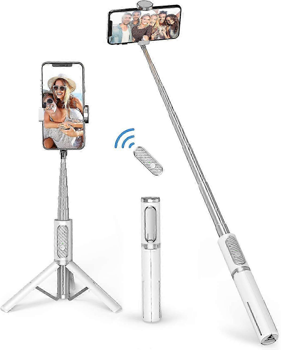Bluetooth Selfie Stick Stativ, Erweiterbar 3 in 1 Selfie Stange aus Aluminium mit Kabelloser Fernbedienung um 360 Drehbar fr iPhon SZRH A-S