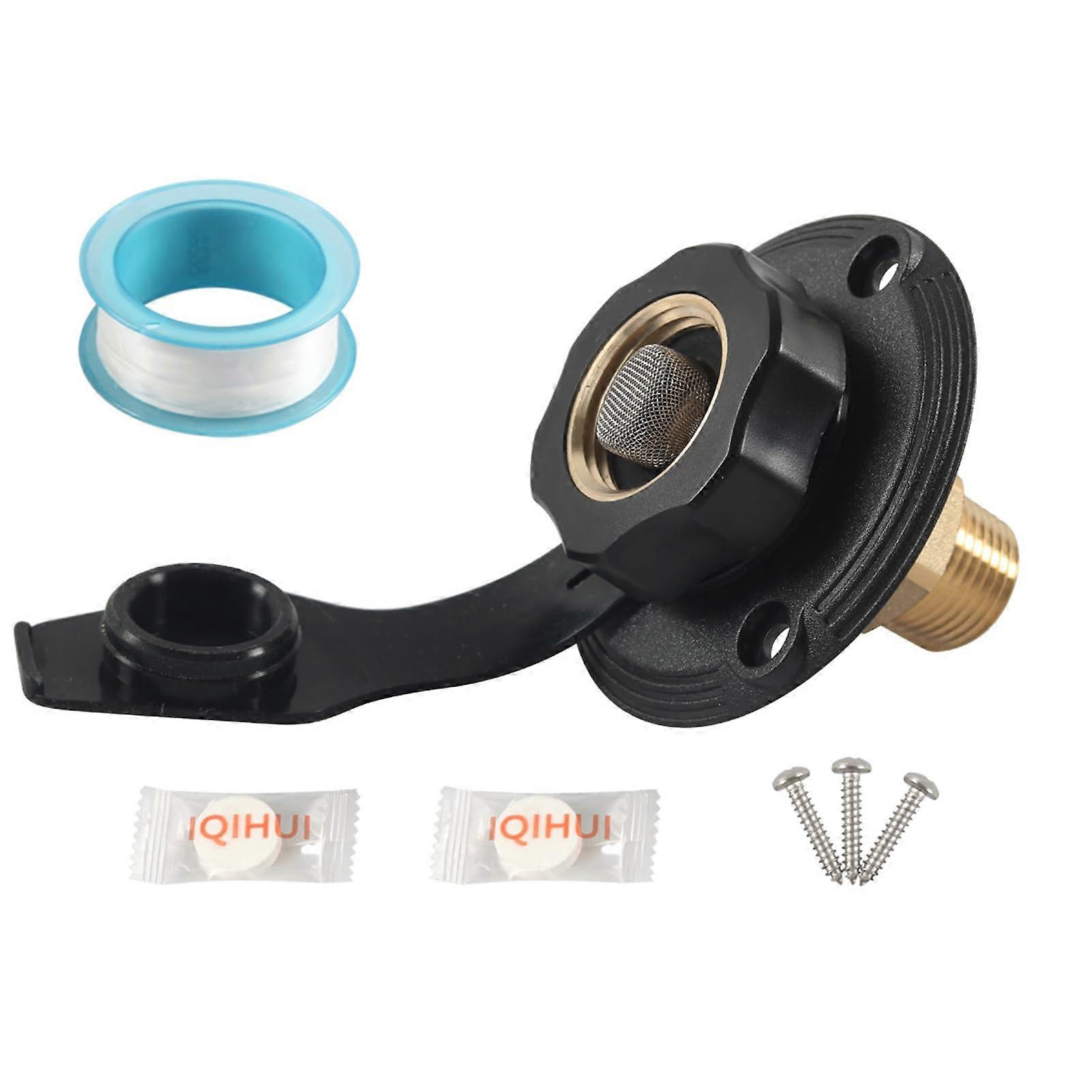 RV Water Fill Inlet for Motorhome, ABS City Water Connection with Check Valve, Easy Installation, Durable Design