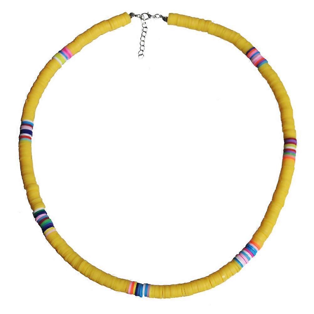 Clay and Alloy Necklace with Yellow Color for Decoration Lightweight and Durable 6mm