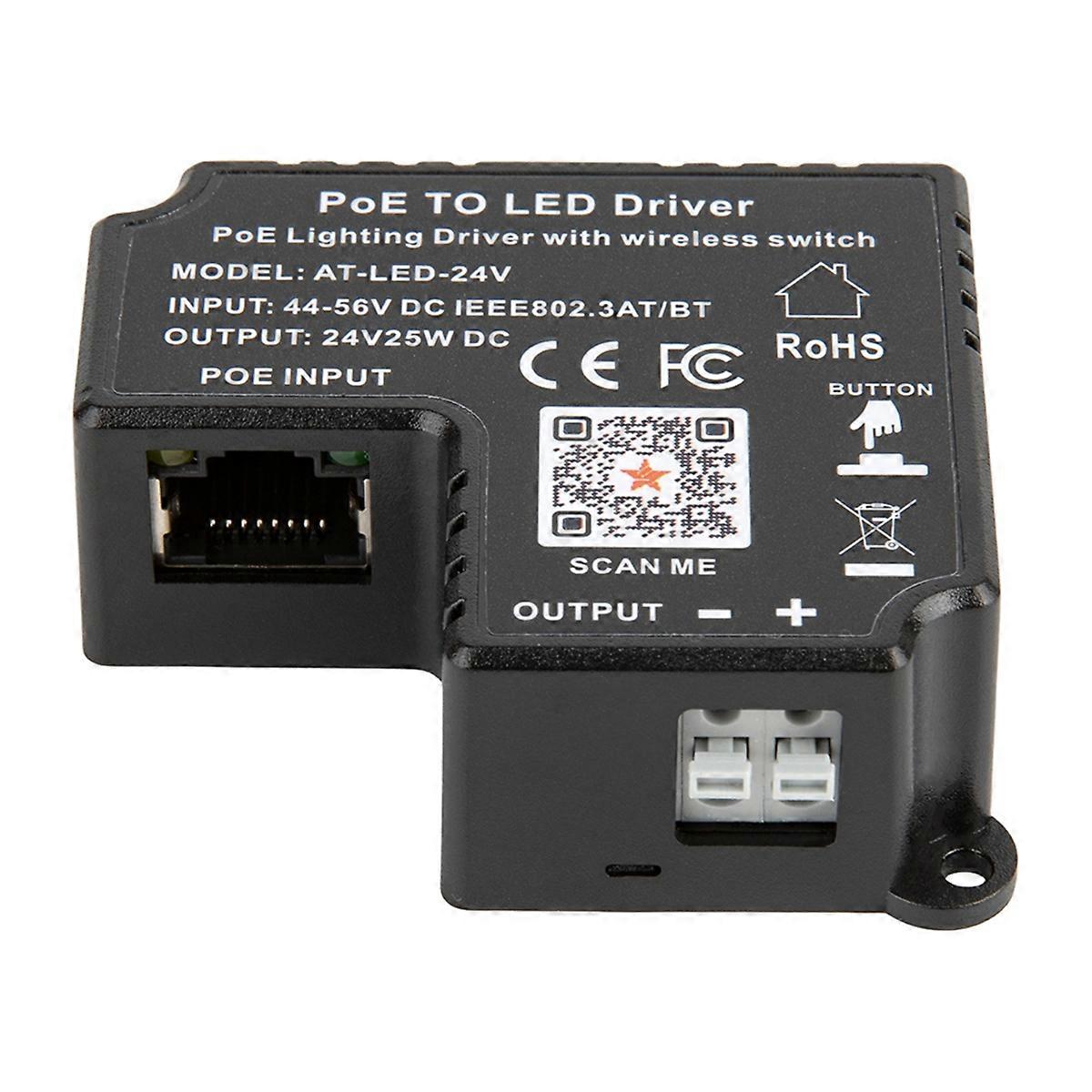 PoE Driver 24V LED Lighting Solution 802.3at Compliant Delivers Up to 25W for 24V LED Fixtures Wireless Switch Control