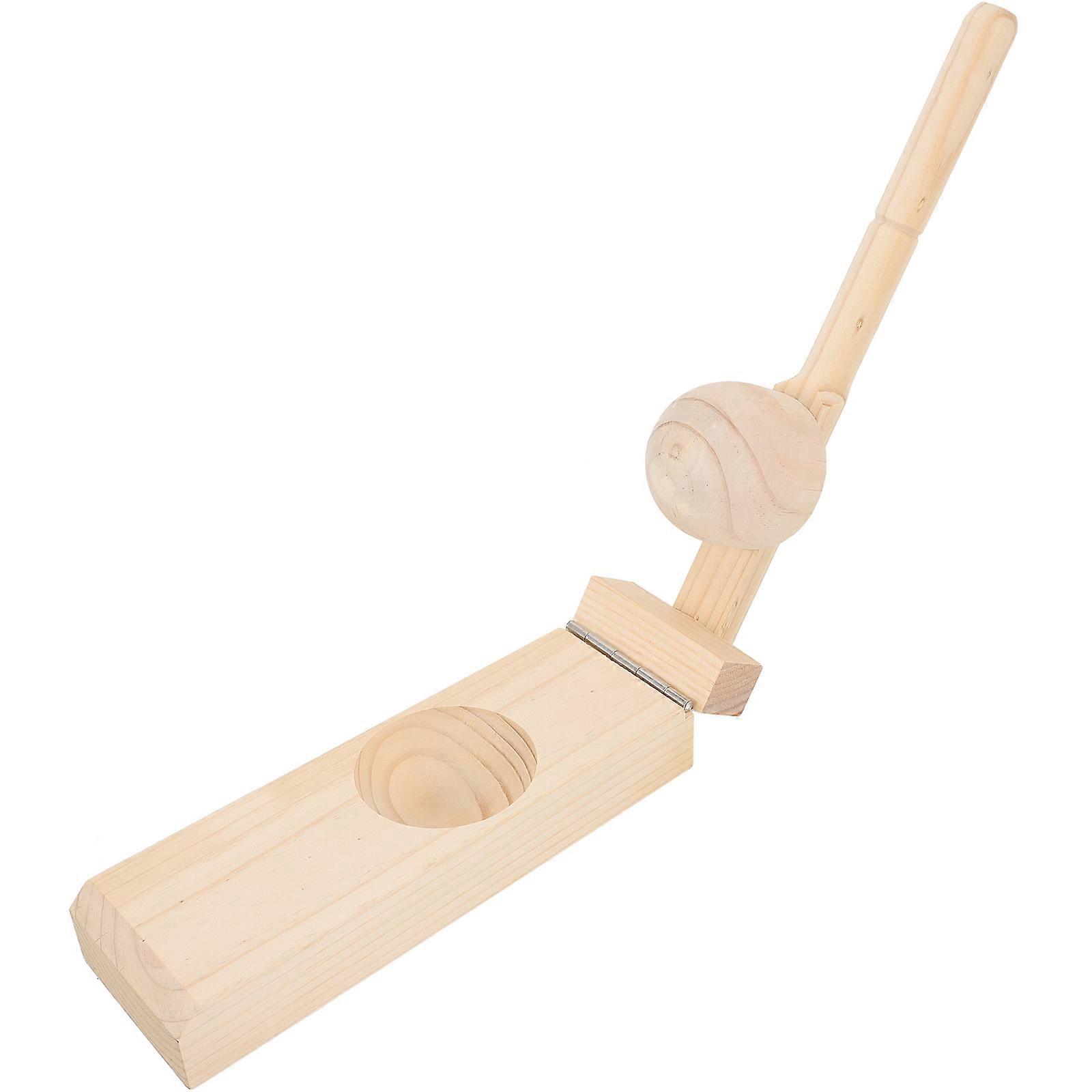Wood Dumpling Press Tool Dumpling Dough Presser Breakfast Shop Use 14.2×4.1×3.7in Round Shape Labor-Saving Lever Design 1Pcs