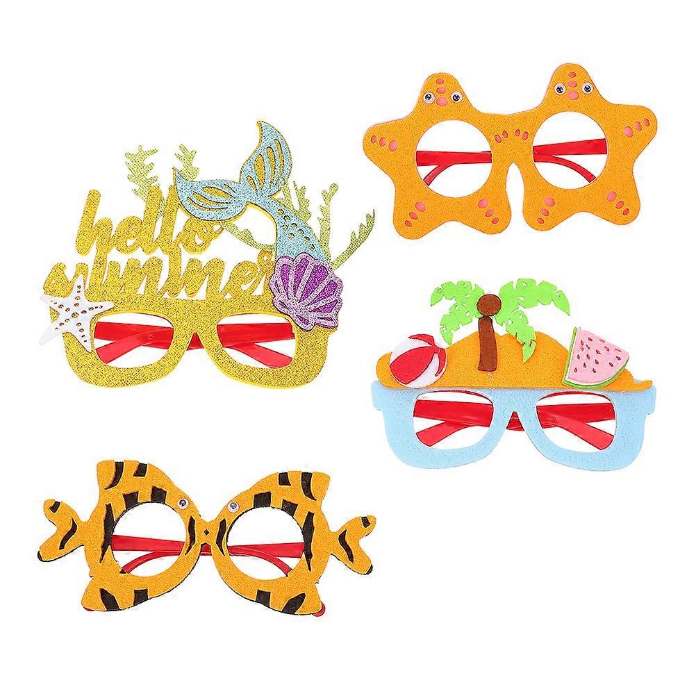 4pcs Hawaiian Party Glasses Fun & Creative Eyewear for Luau, Beach Parties and Events Unique Photo Props