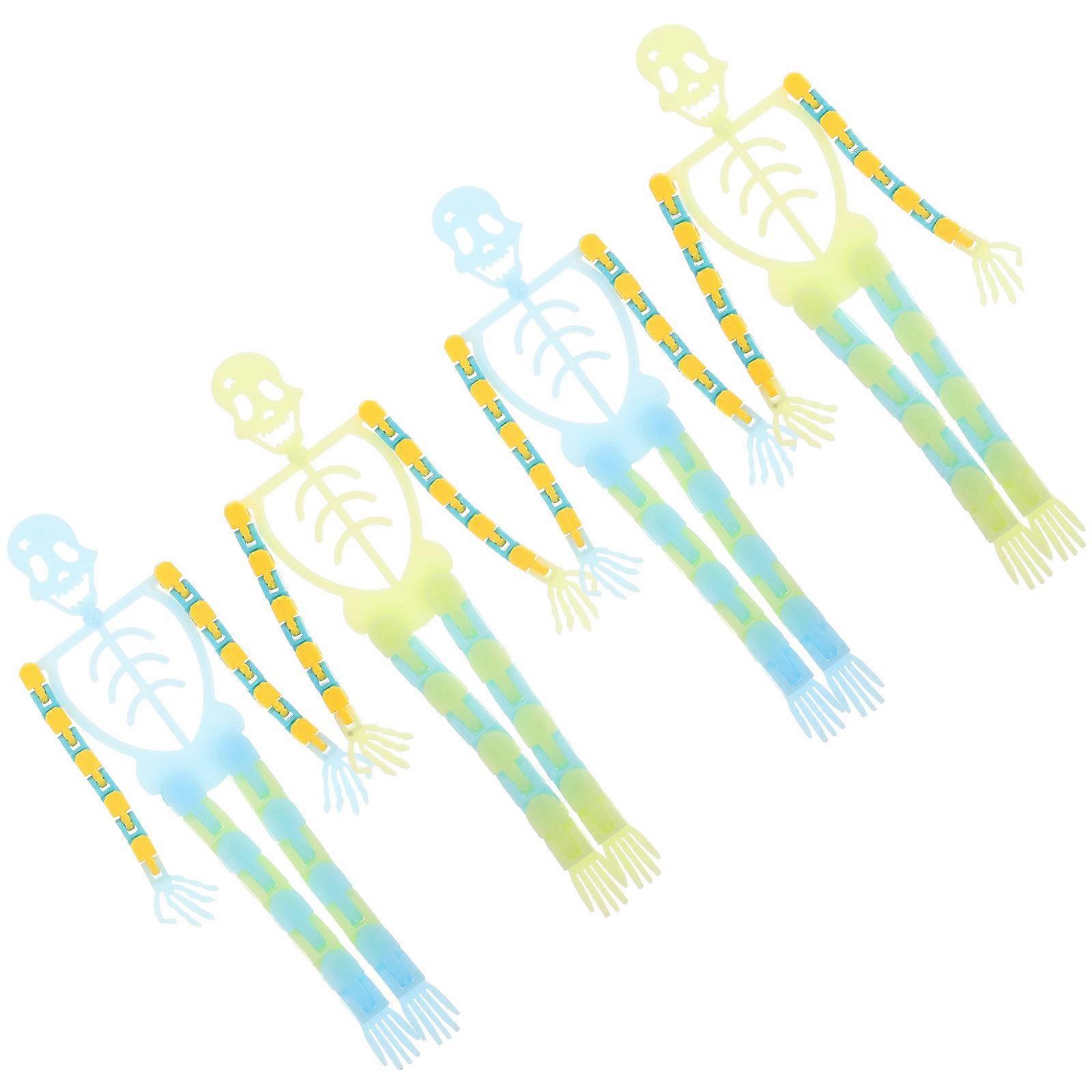 Deformable Halloween Phone Mount Skeleton Toy For Children And Adults With Luminous Feature In Fun Assorted Color 4Pcs