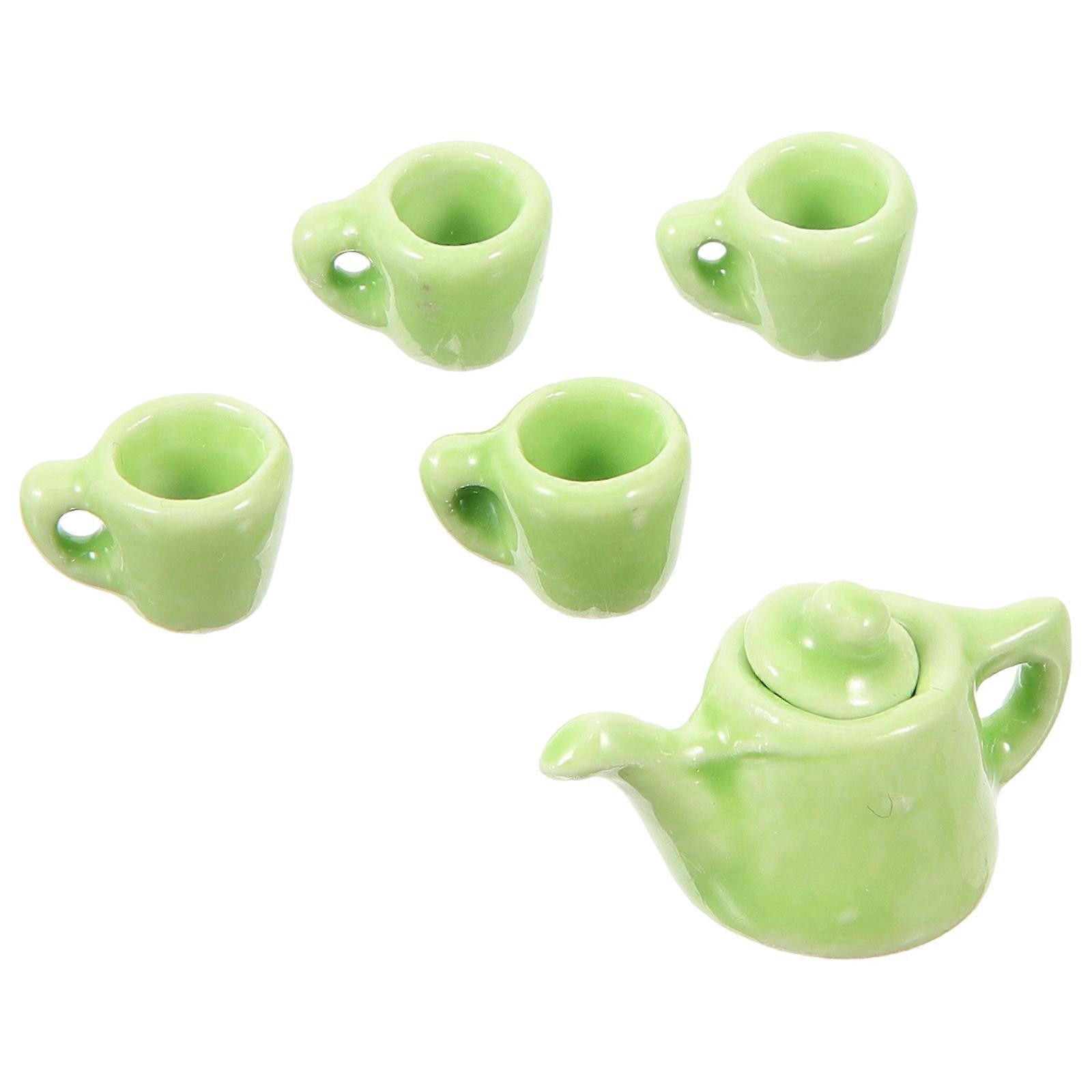 Dollhouse Mini Tea Set Featuring Realistic Miniature Pots And Cups Perfect For DIY Mini House For Children 1 Set Designed For Imagination