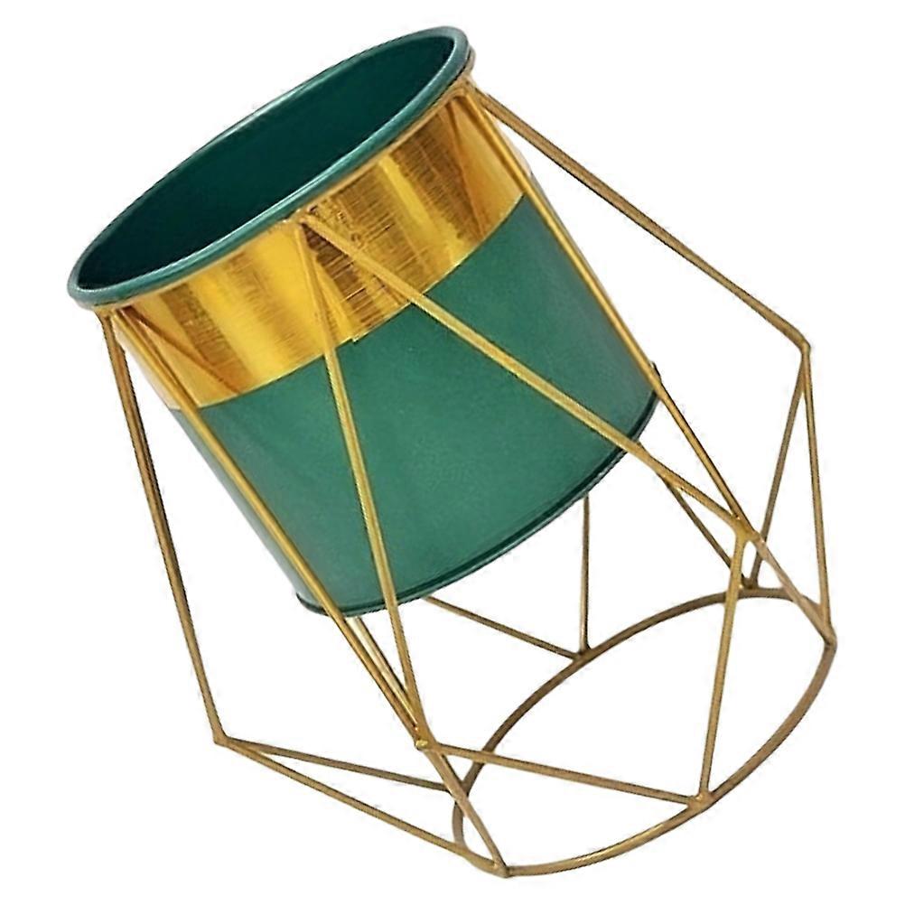 Nordic Style Iron Plant Stand for Home Use Green Flower Container with Holder 1 Set