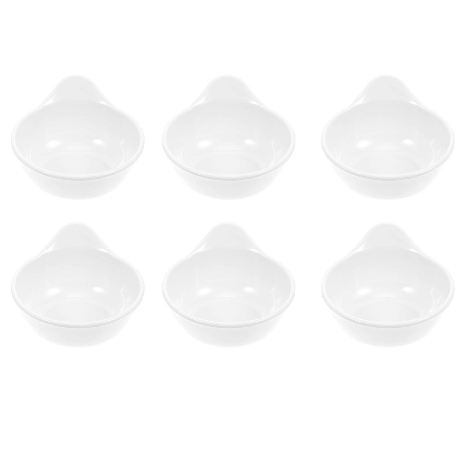 White Dipping Bowls for Home Use with Design and Compact Size 6 Pieces