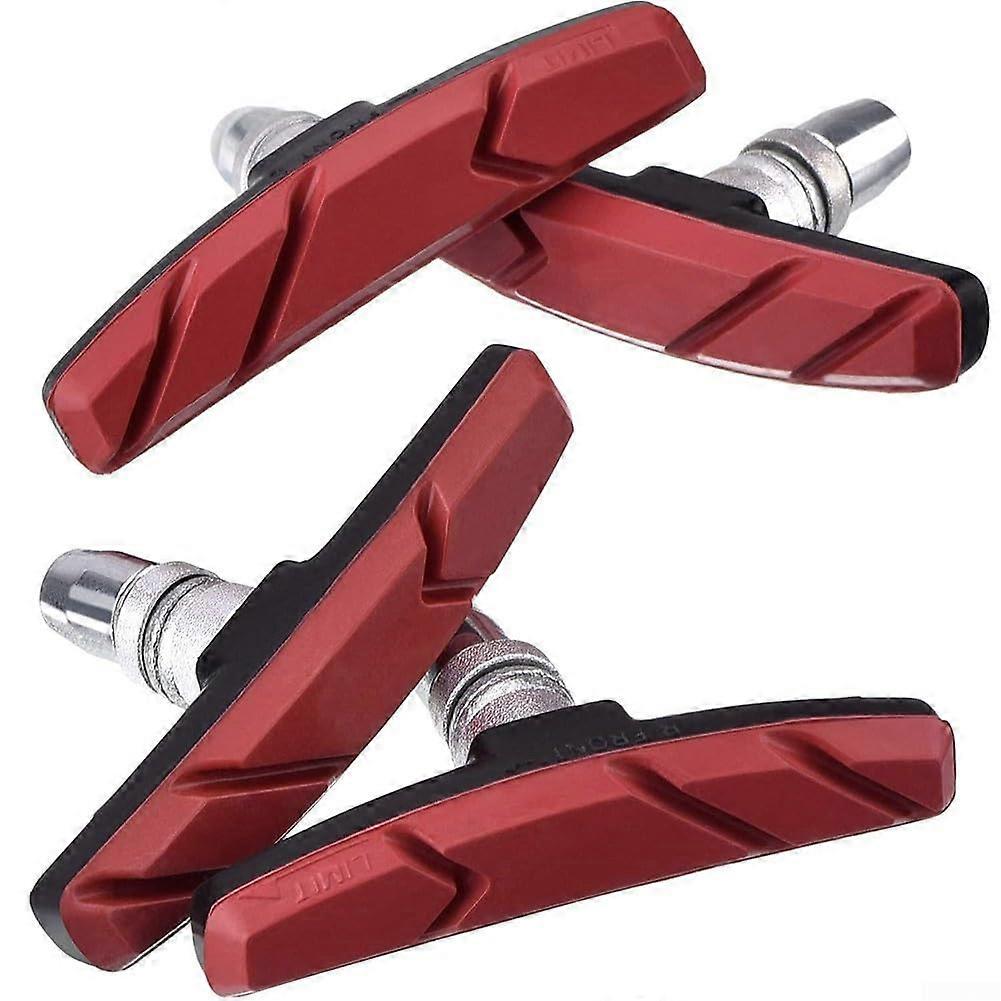"MTB and Fixed Gear Bicycle Brake Pads Red Design for Enhanced Stopping Power, Durable Material, Universal Fit"
