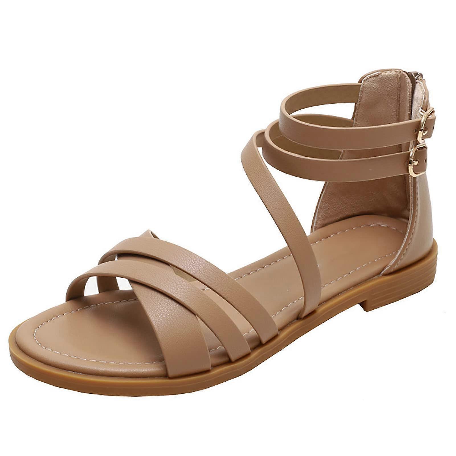 Flat Sole Sandals for Women, Open Flip Flops for Summer Weddings and Beach Casuals, Available in 3 Colors, Size 3-8 UK, Apricot EU