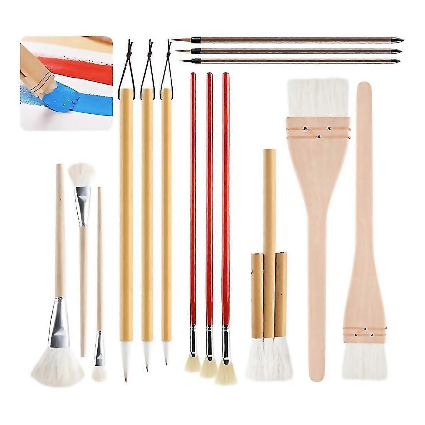 For 15pcs pottery glaze brushes paint brushes set