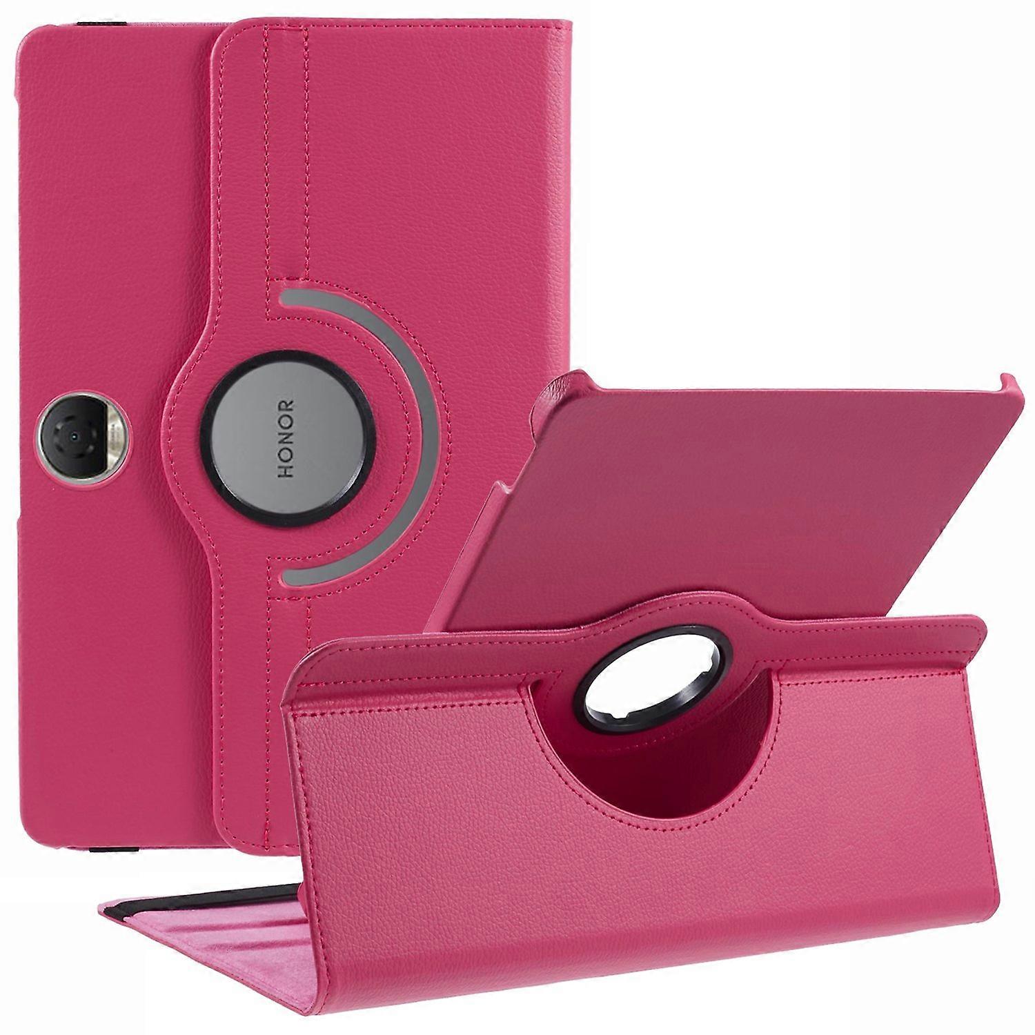 For Honor Pad 9 Case Scratch-resistant PU Leather Tablet Cover with Rotating Stand - Rose