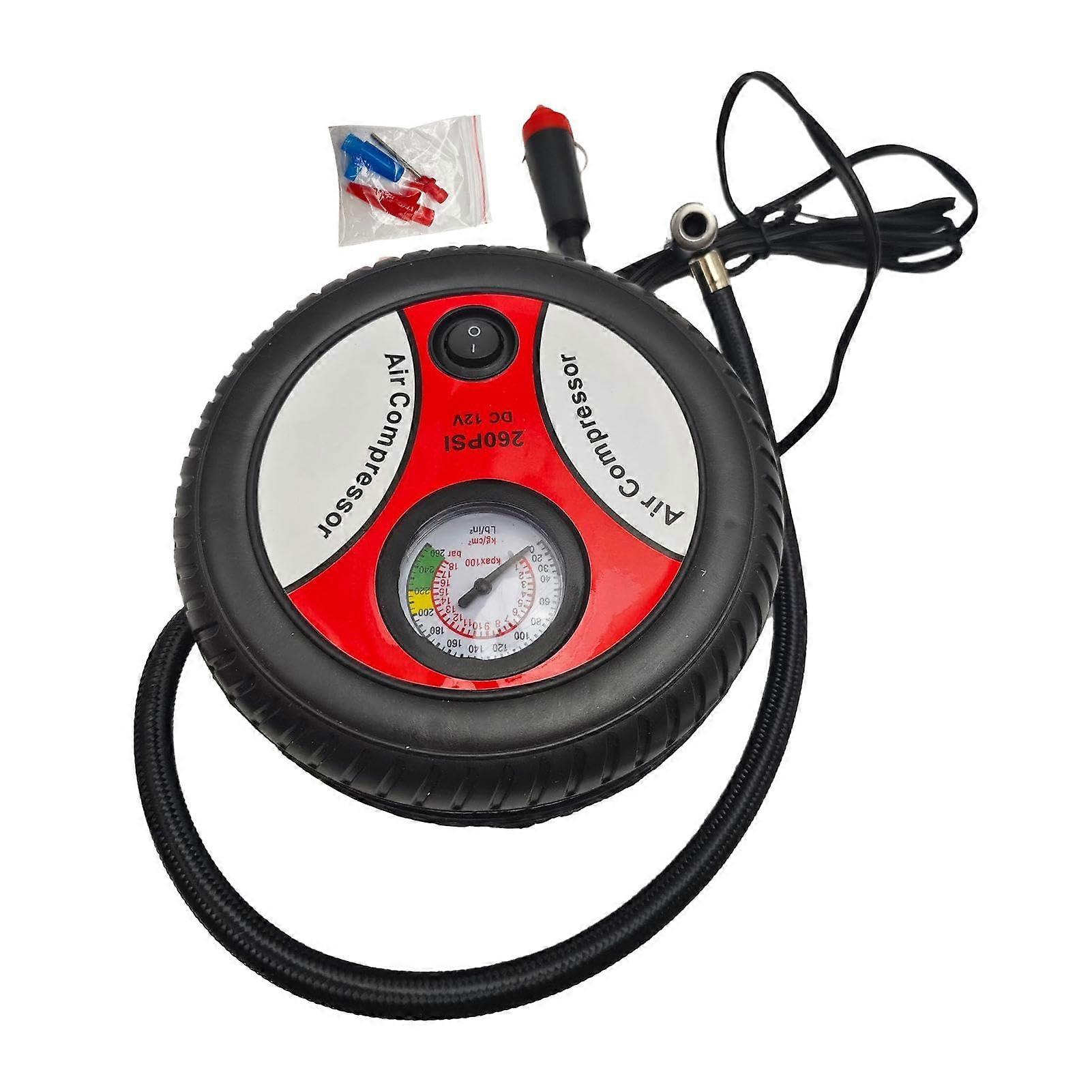 Tyre Pump  2V Portable Electric Tire Pump with Pointer Pressure Gauge