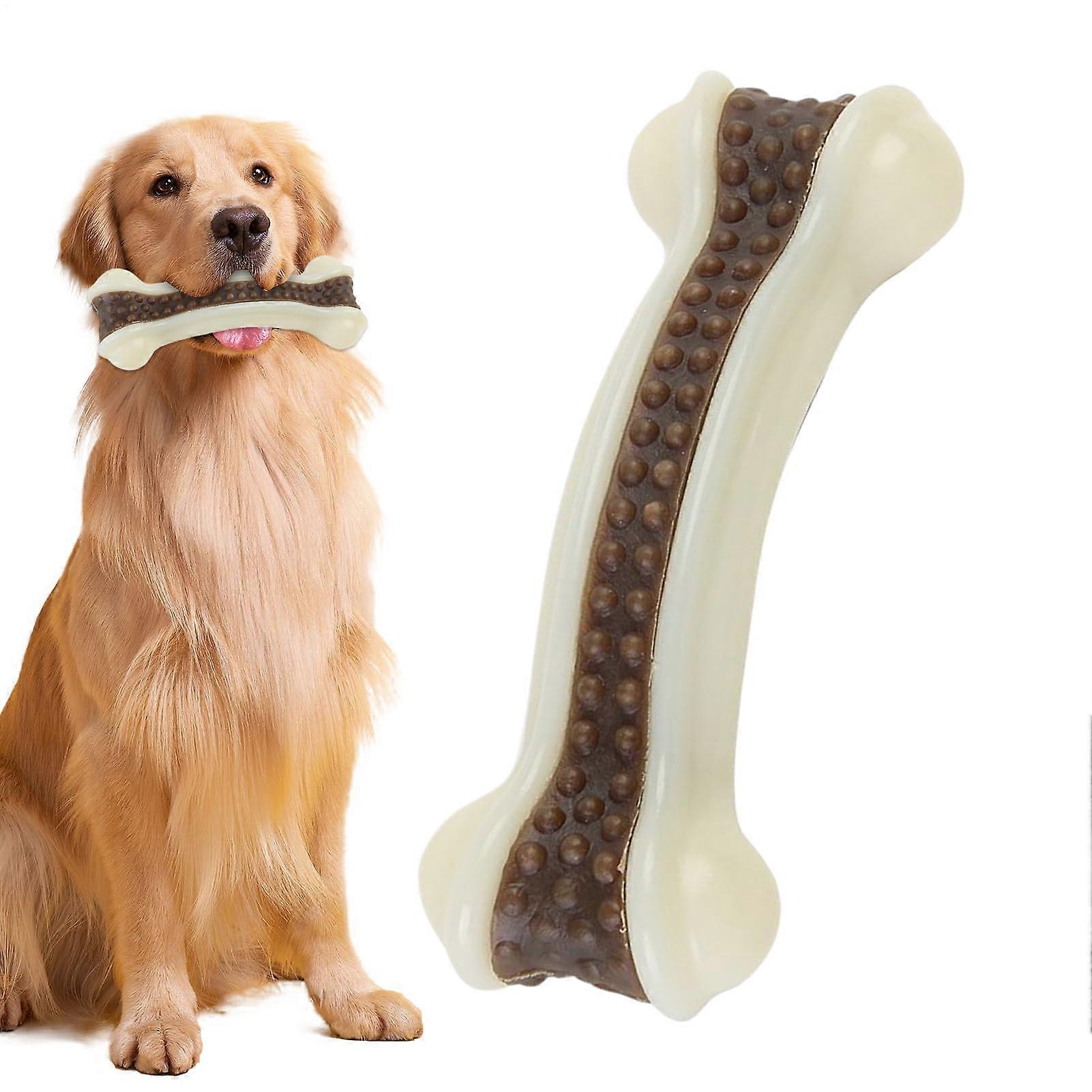 Dog Toy Bone - Durable Chewing Toy for Small Medium Large Dogs, Calming Puppy Accessory, Brown, Size L