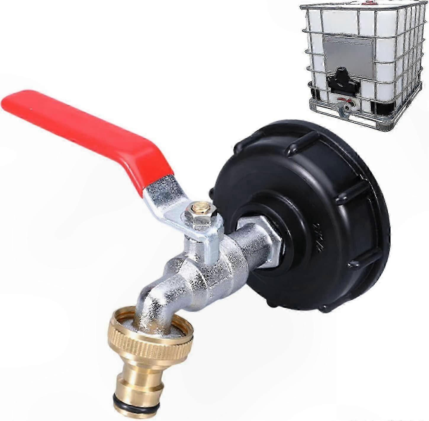 IBC Tank Faucet Adapter with Garden Hose Connector, S60x6 Threaded Outlet for Water Storage Tanks