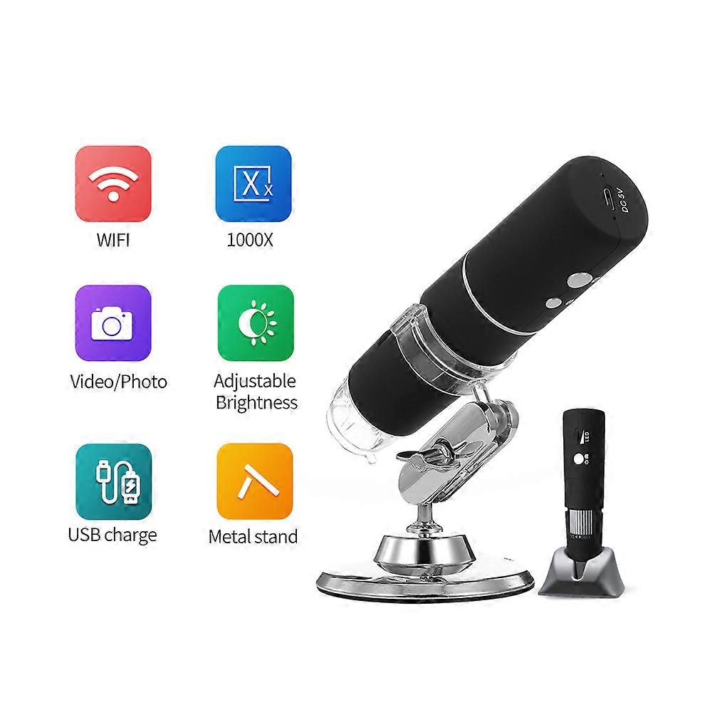 Wireless Digital Microscope HD 1080P WIFI Handheld Microscope with 8 LED Light Replacement for iPhone/Android/iPad/Windows/MAC