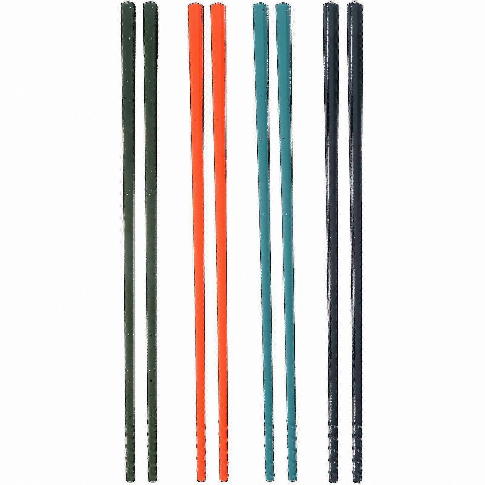 Silicone Coated Chopsticks with Metal Core for Home Cooking Enthusiasts, Set of 4 Pairs