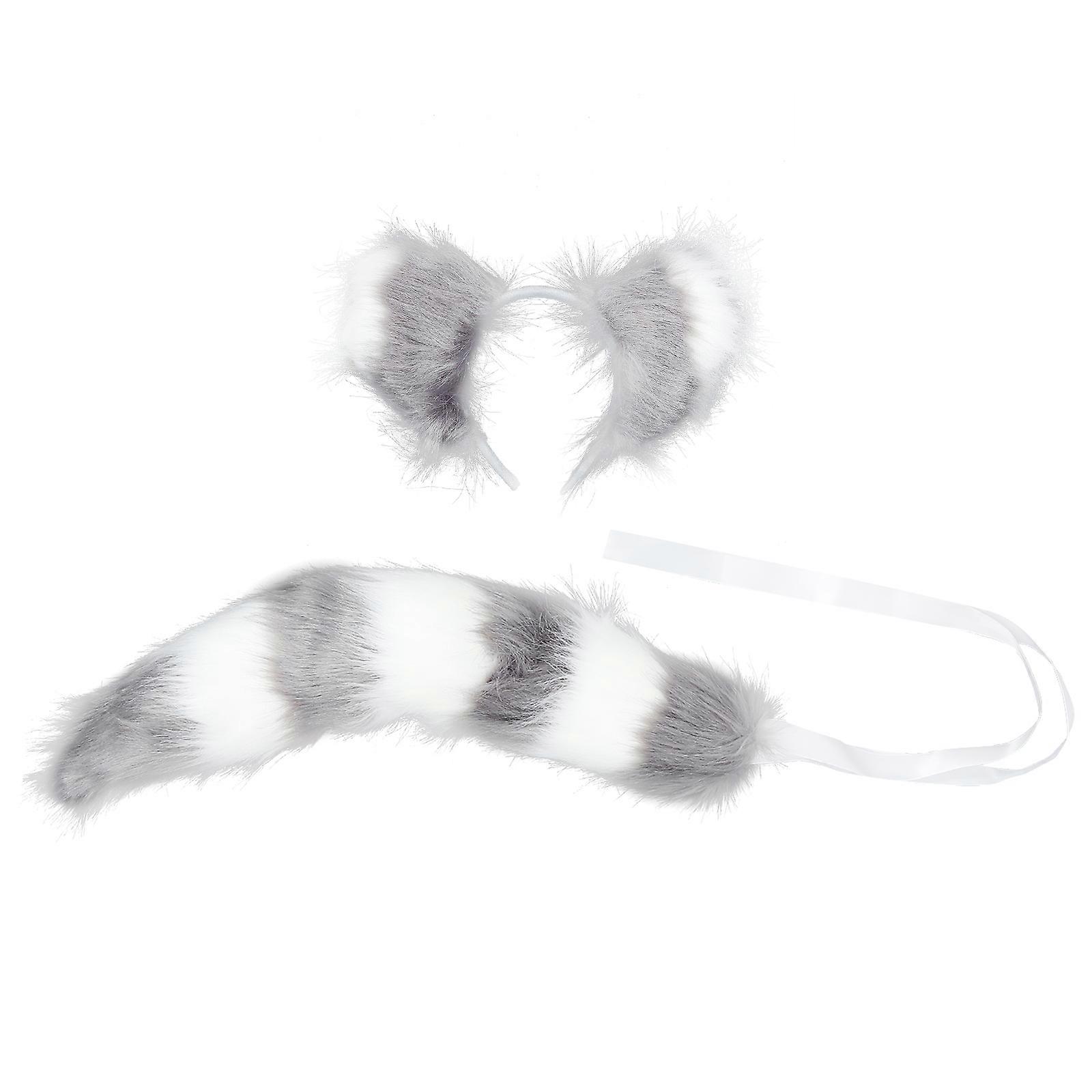 Furry Costume Headwear Tail Set for Performance Event Plush Assorted Color with 1 Set