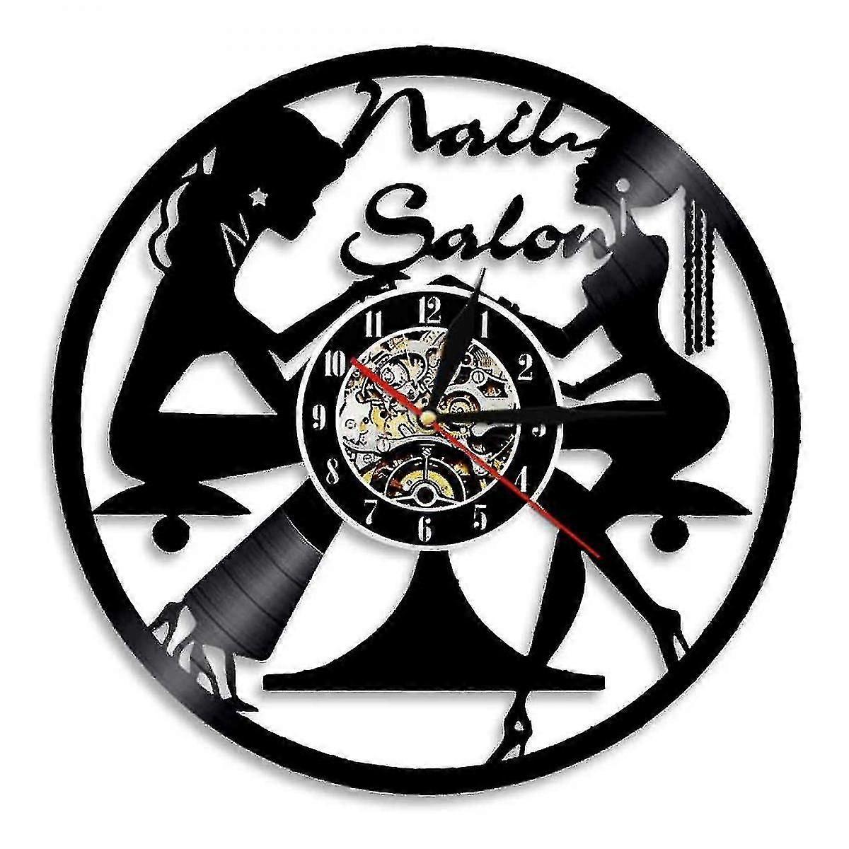 ネイルサロンクロック - ビニールレコード美容サロンウォールアートスパの装飾 - ネイリストのギフト、hww