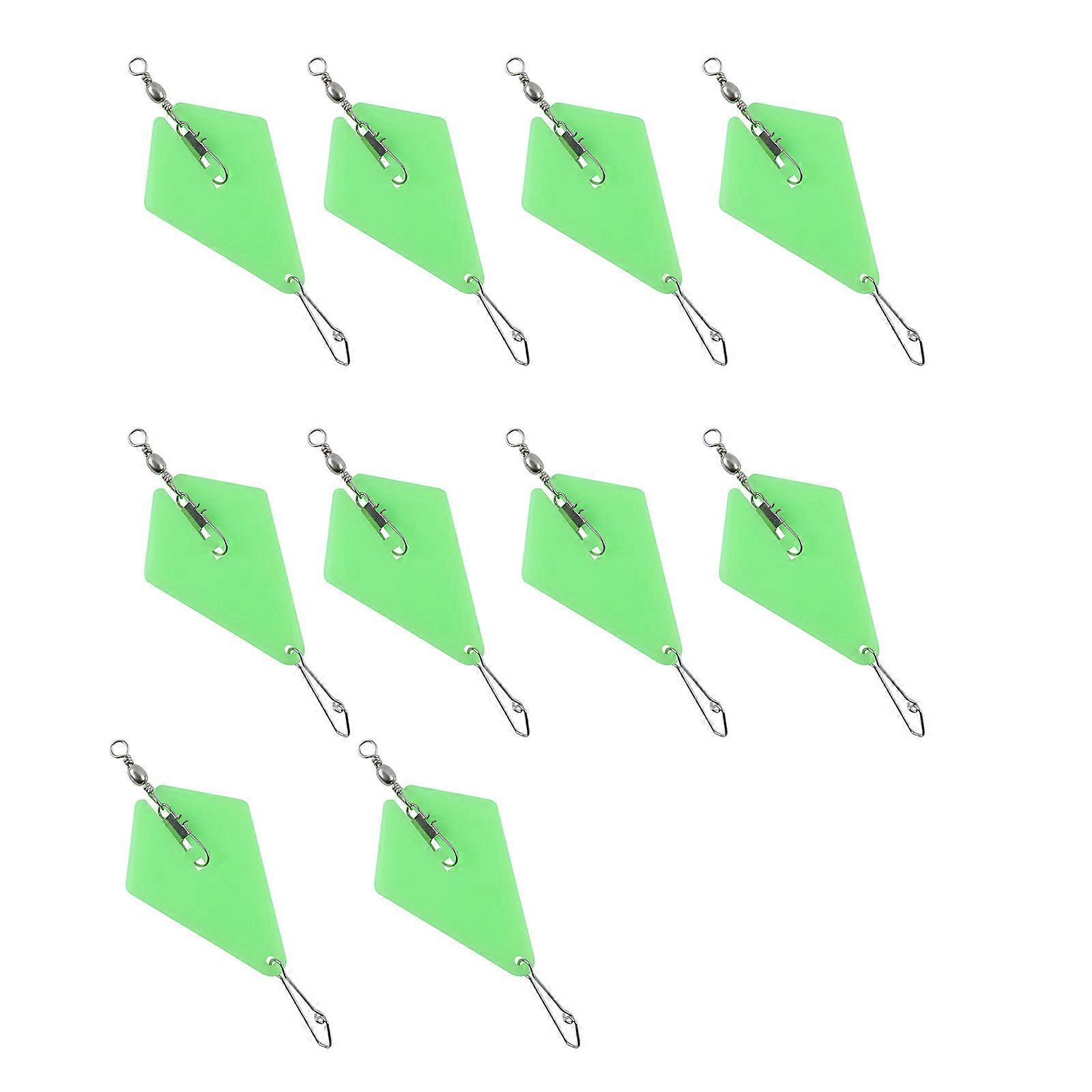 10Pcs Plastic Fishing Clip Small Rotating Pin with Luminously Triangular Plate Sea Fishing Sinkers Easy to Install Multicolor