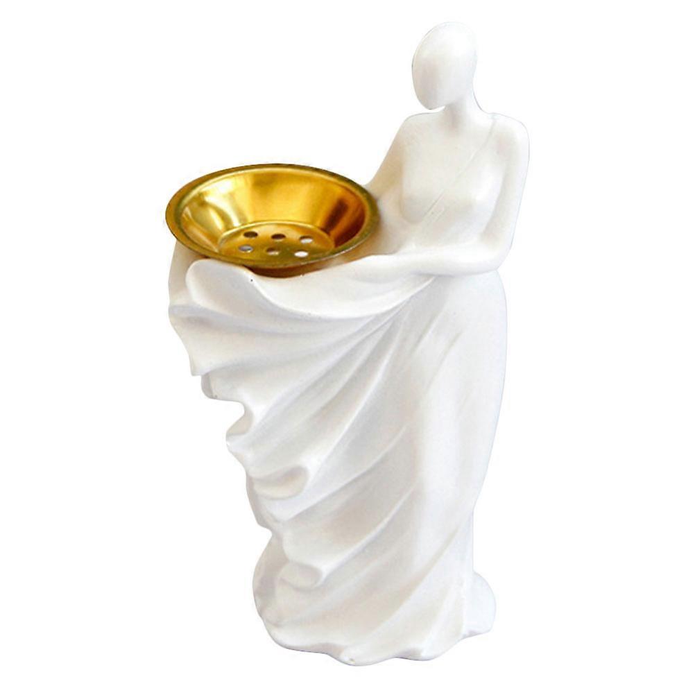 Modern Incense Burner for Home Decor White Resin Small Censer Aroma Burning Holder 3.5x2.8 Inches