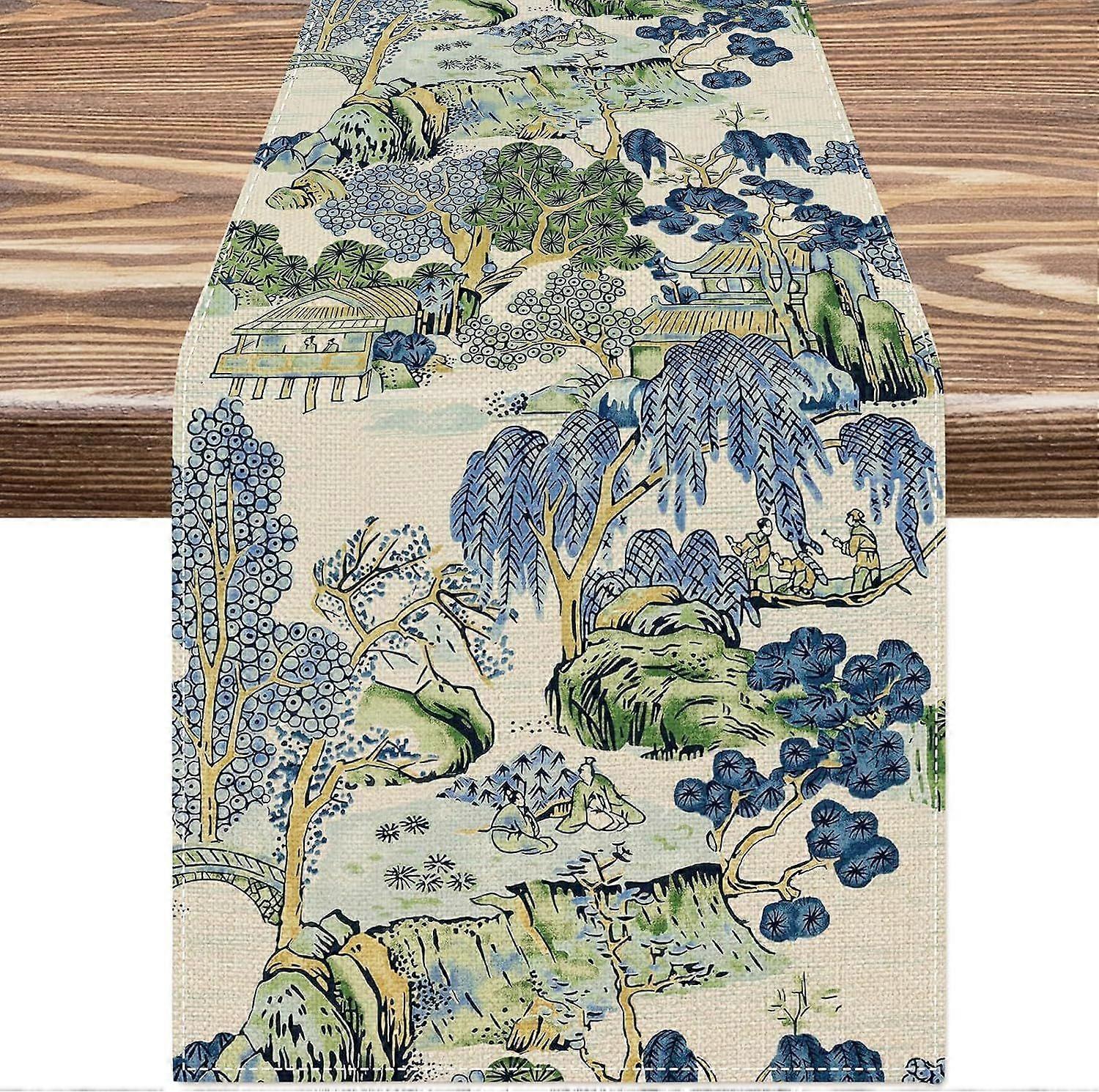 Table Runner Vintage Landscape Kitchen Table Decoration Rustic Table Cover for