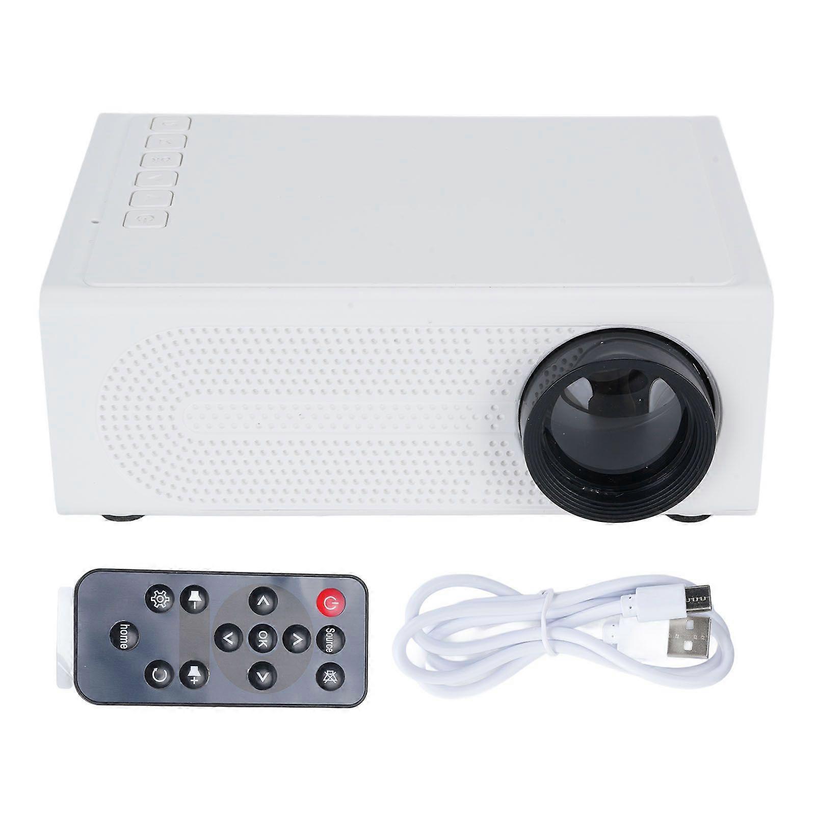Small Projector 1080P 100ANSI 6000LM Brightness HIFI Stereo Speaker Portable Projector with HD Multimedia Interface for Home Outdoor White