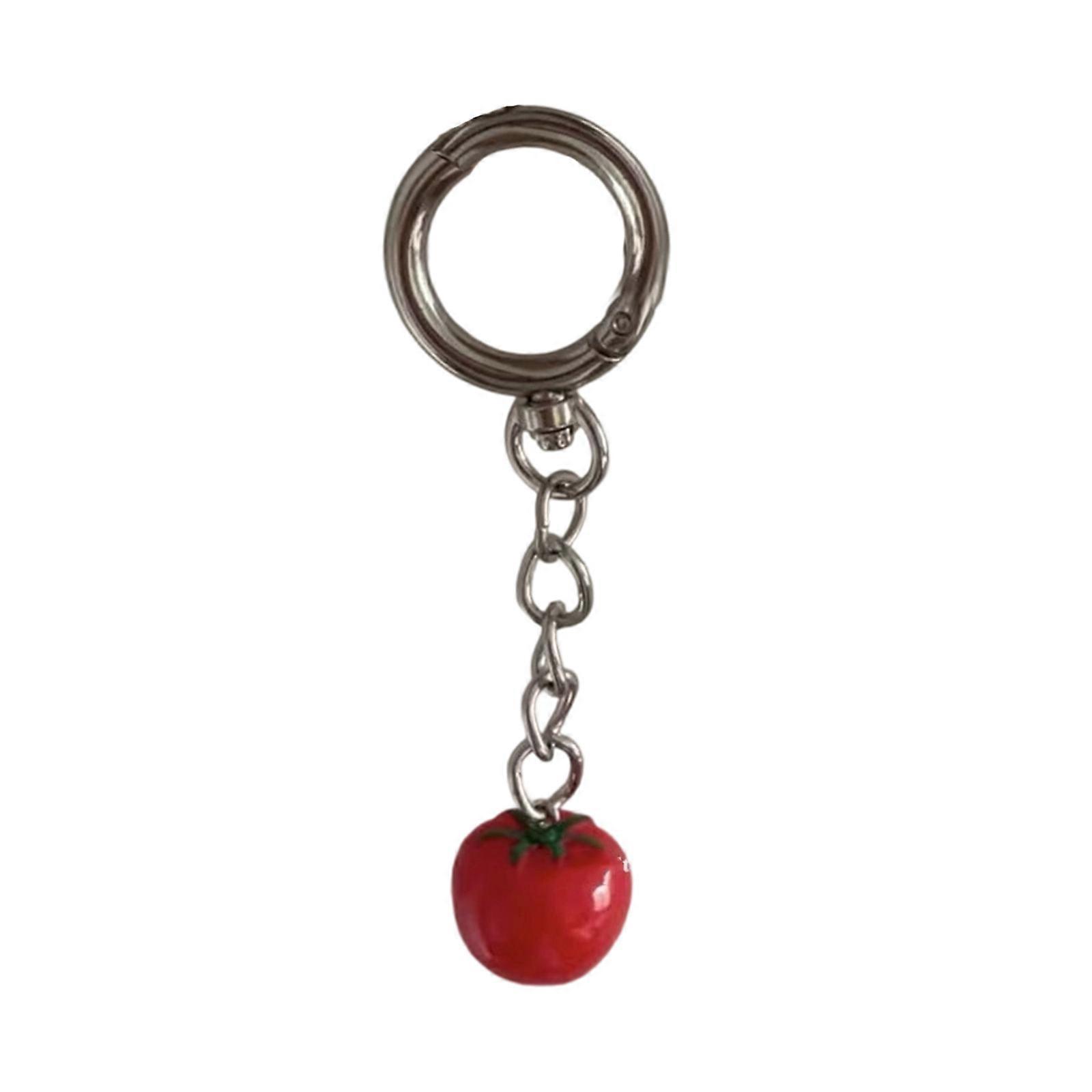 Practical Tomato Key Chain Decorative Key Ornament Alloy Resin Texture Suitable for Bags Phones Unique Decorating Multicolor