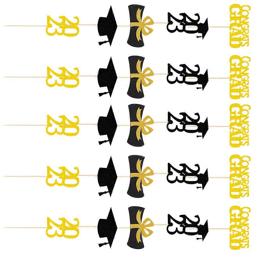 Graduation Cake Picks Doctor Hat Insert Card for 25Pcs Party Dessert Ornaments