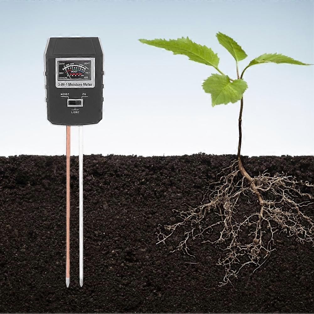 3in1 Soil Tester PH Humidity Light Sensor 28x6x2cm Black