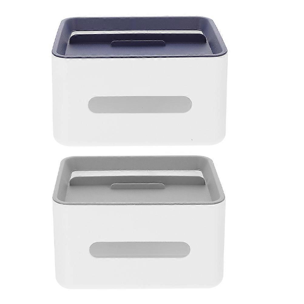Multifunctional Tissue Box Holder & Storage Organizer for Desktop, Remote, Napkins – Grey Blue – for Home, Office, and Car Use