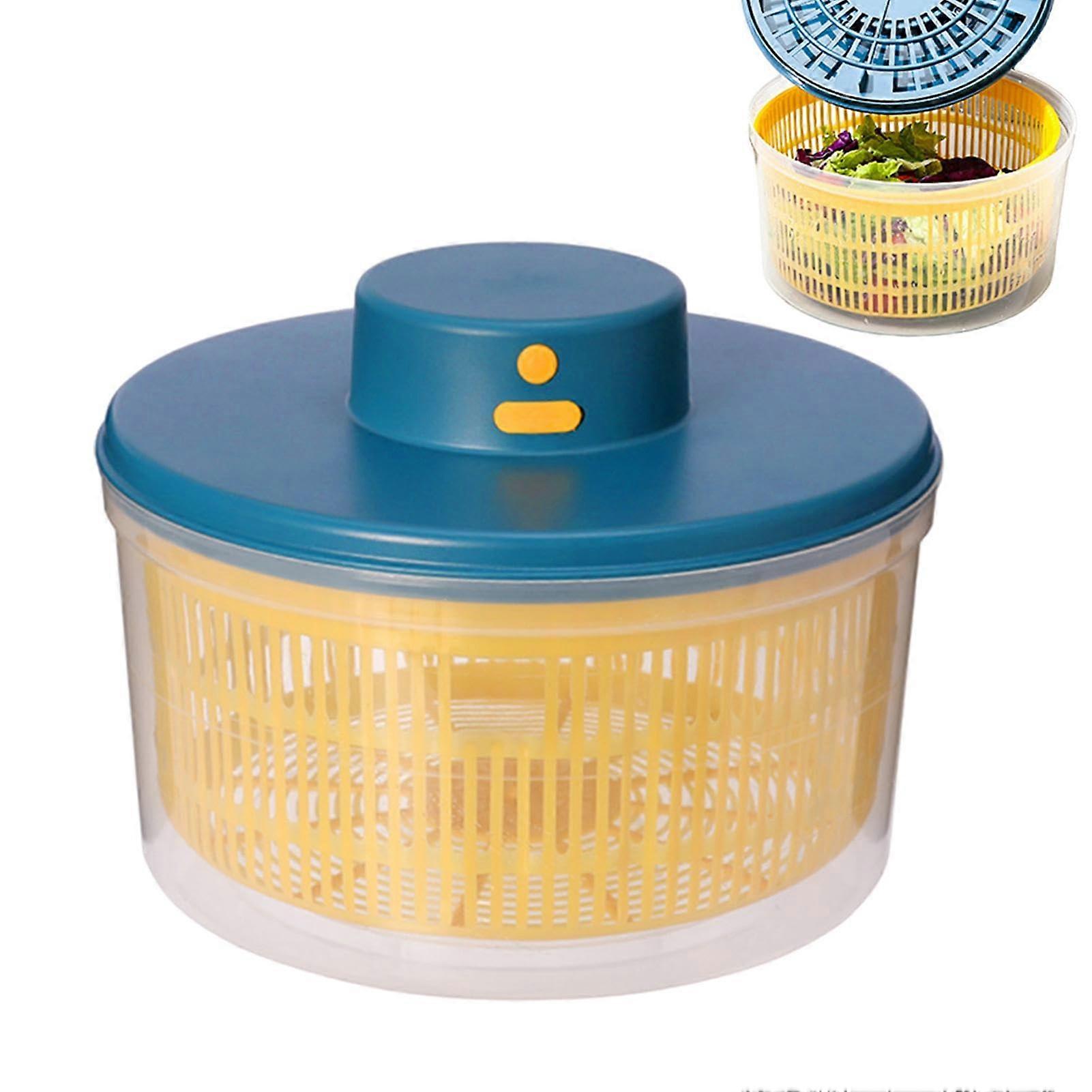 Salad Vegetable Dryer Large Capacity Salad Spinner USB Charging Electric Mixer Blue