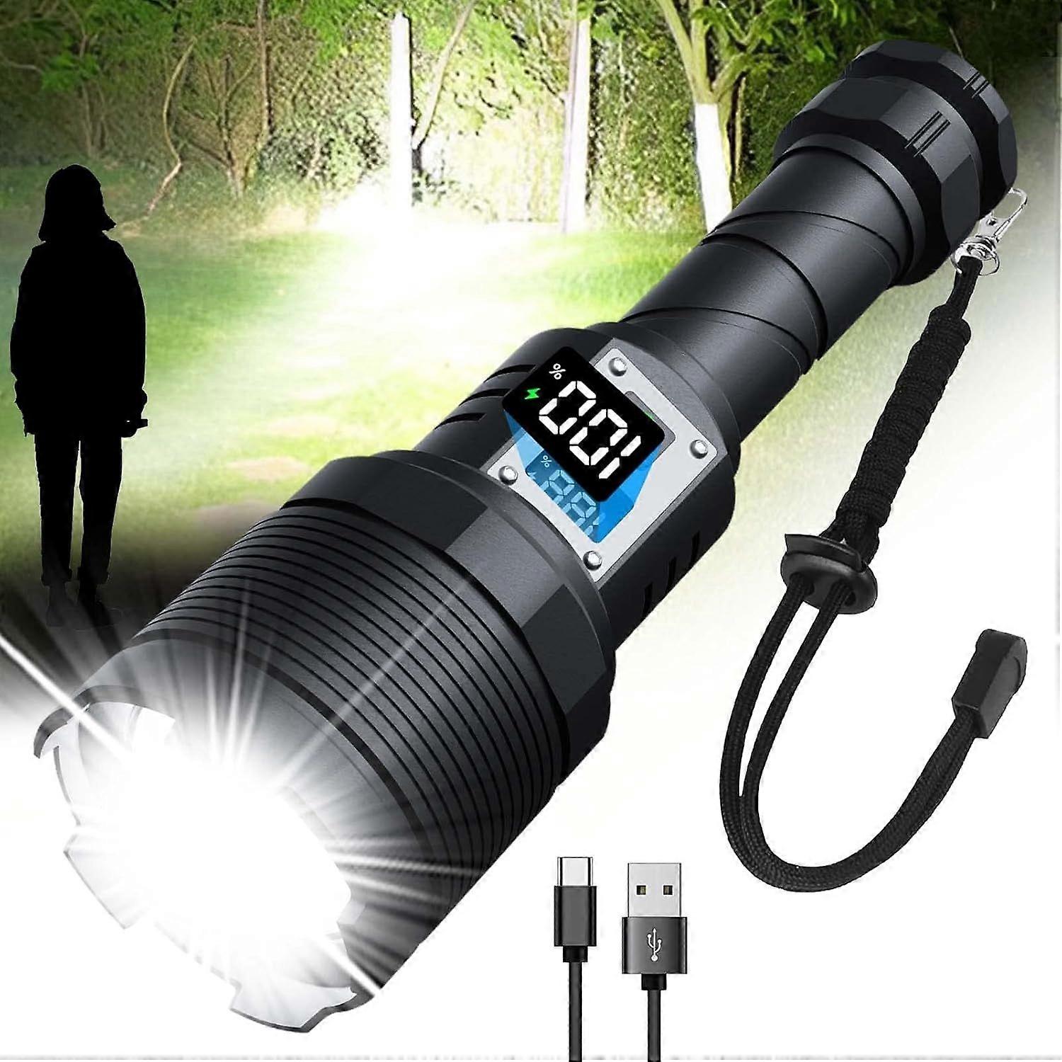 Rechargeable Flashlights High Lumens,Super Bright LED Flashlight,High Powered Brightest Flashlight(Black)