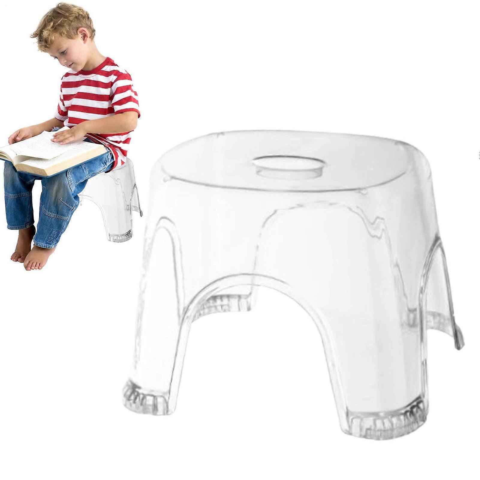 Clear Shower Foot Stool NonSlip Waterproof Transparent 22 Cm Height Shower Corner Small Spaces Crystal White 1 Pack