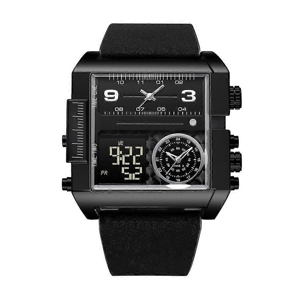 Erkekler Kare Büyük Yüz Dijital Spor Saati, LED Analog Kuvars Bilek Saati