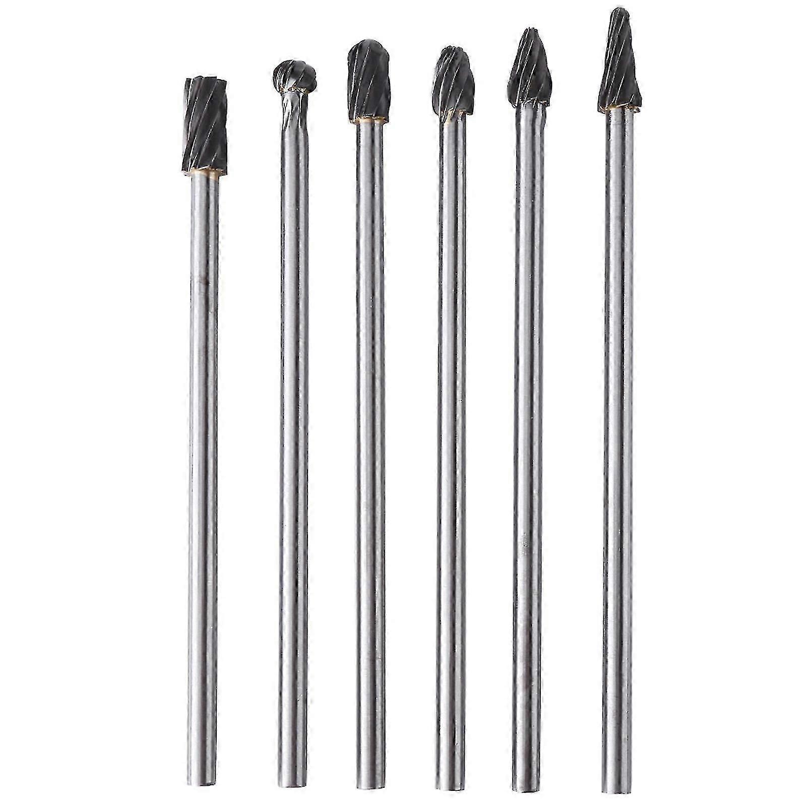 6pcs Tungsten Carbide Aluminum Rotary Files Burr Set 6mm Shank 10mm Cutting Diameter, Happy H