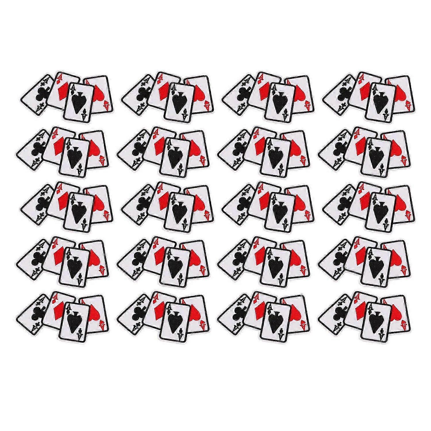 2025 Latest Model 20Pcs Iron On Patch Embroidered Playing Card Patch Applique
