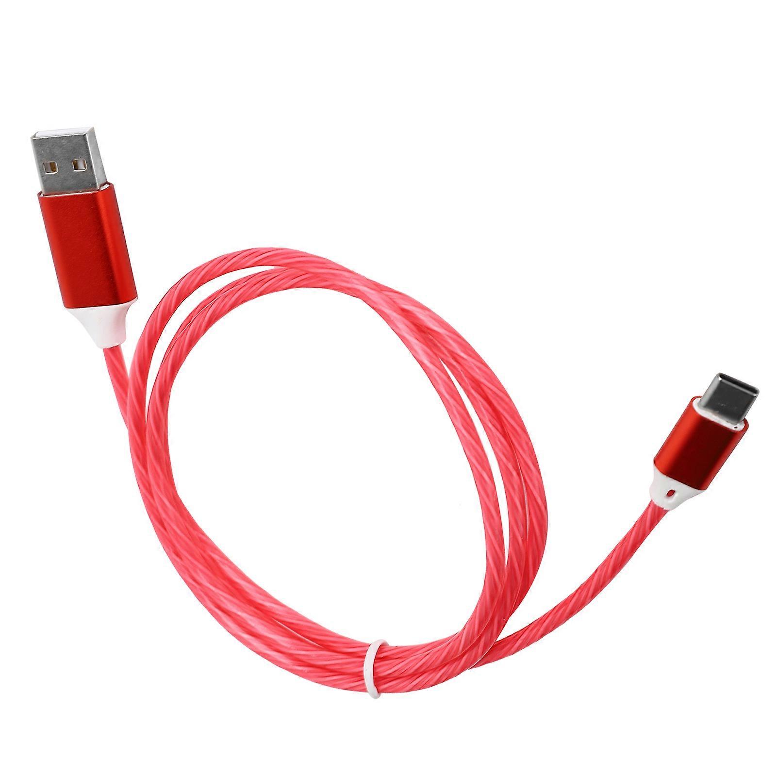 USB to Type-C Fast Charging Cable 1m Red LED Light Up