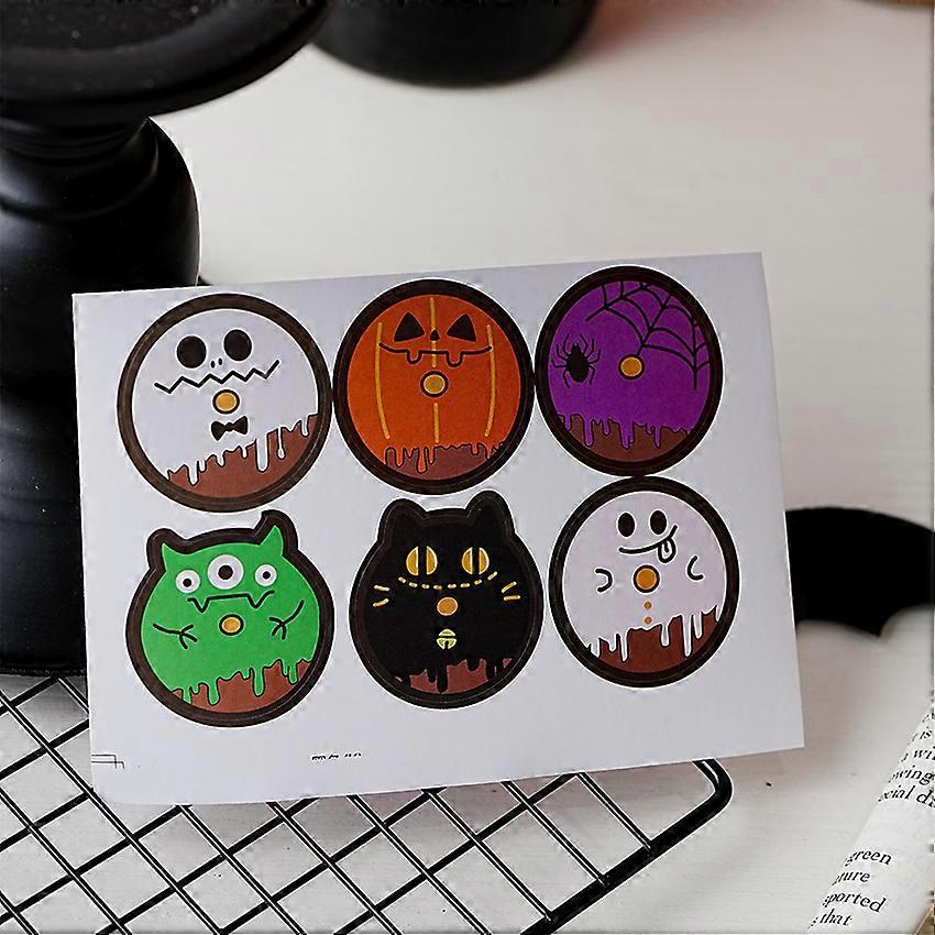 Halloween cartoon cat funny expression stickers labels baking decoration stickers sealing stickers 6 pieces
