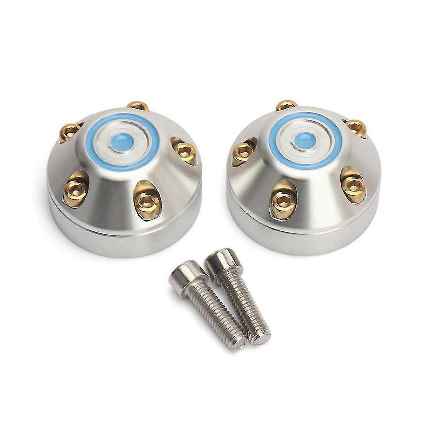 Motorcycle Handlebar Grips Slider Cap Plug Bar End Kit Silver